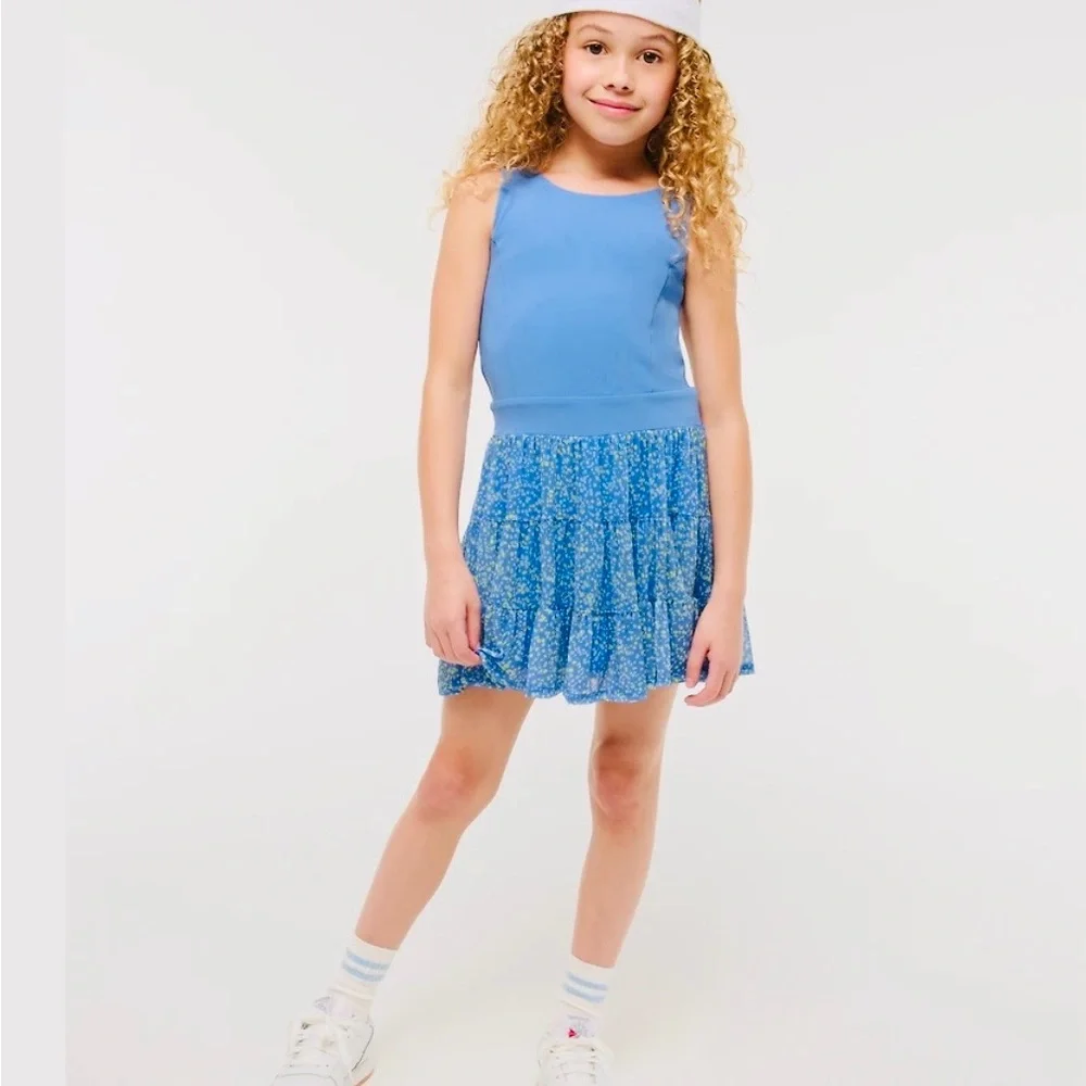 Abercrombie Kids YPB Periwinkle Blue Mesh Mini Dress w Shorts Sz. 11/12 - Picture 2 of 14
